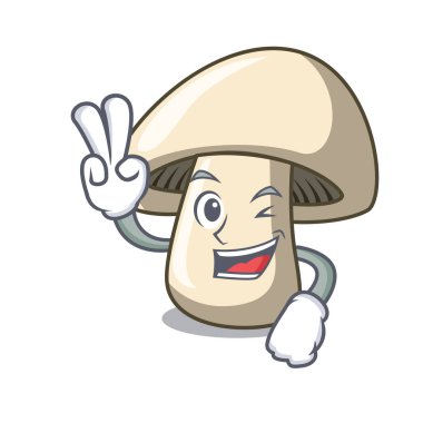 İki parmak champignon mantar karakter karikatür