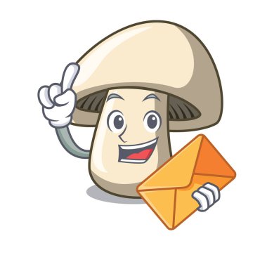 Zarf champignon mantar karakter karikatür ile