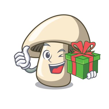 Hediye champignon mantar maskot karikatür ile