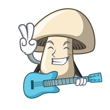 Gitar champignon mantar maskot karikatür ile