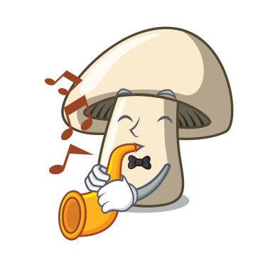 Trompet champignon mantar maskot karikatür ile