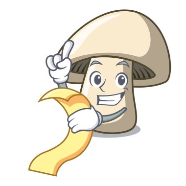 Menü champignon mantar maskot karikatür ile