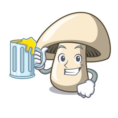 Suyu champignon mantar maskot karikatür ile