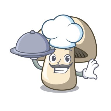 Şef gıda champignon mantar maskot karikatür ile