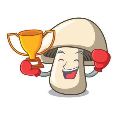 Boks şampiyonu champignon mantar maskot çizgi film