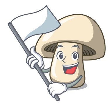 Bayrak champignon mantar maskot karikatür ile