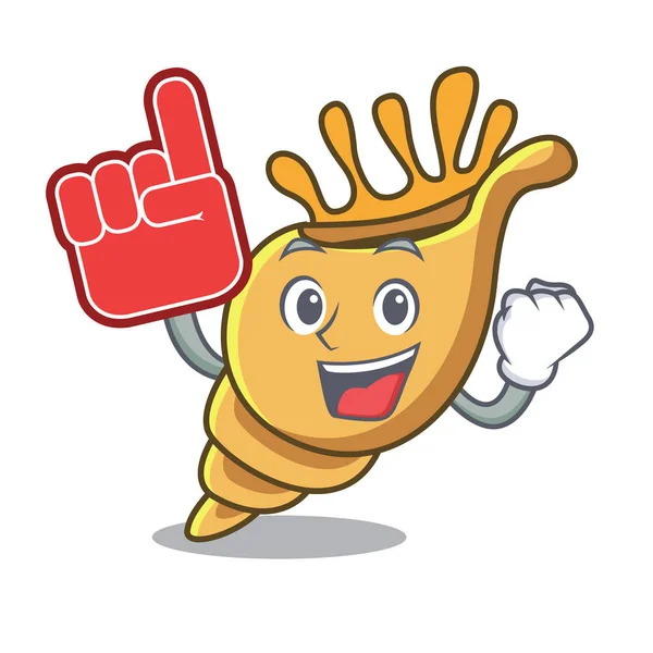 Espuma Dedo Exótico Shell Mascote Cartoon Vetor Ilustração —  Vetores de Stock