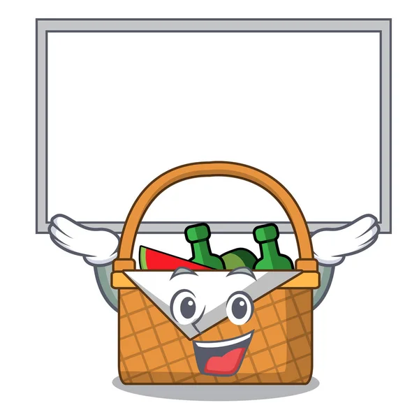 Board Picnic Basket Character Cartoon Vector Illustration — Stock Vector