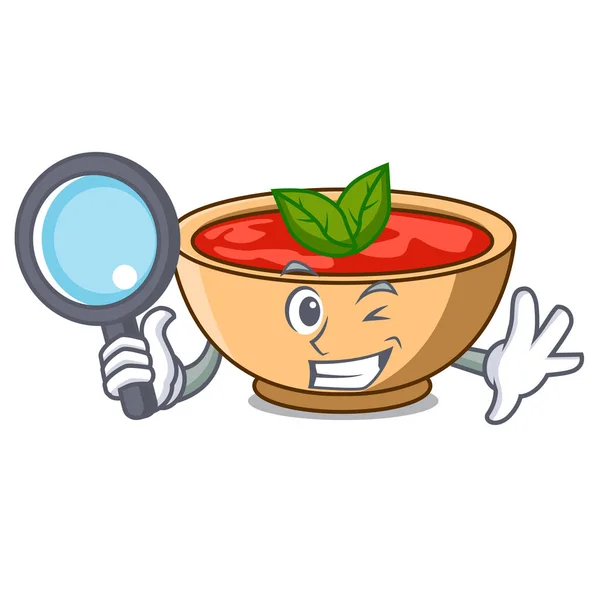 Detective tomato soup character cartoon — Stock Vector