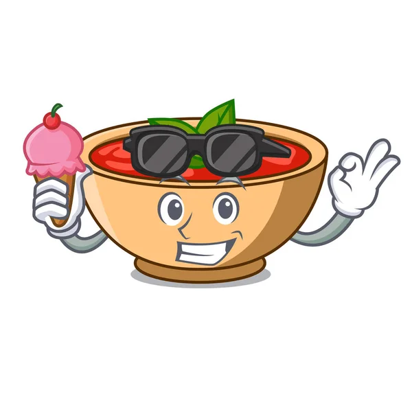 Dengan kartun sup es krim tomat - Stok Vektor