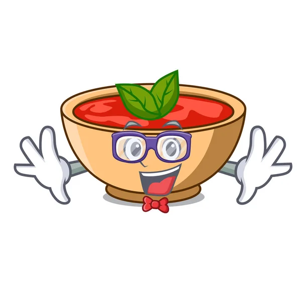 Geek domates çorbası karakter karikatür — Stok Vektör