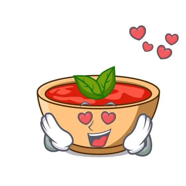 Aşk domates çorbası karakter karikatür — Stok Vektör