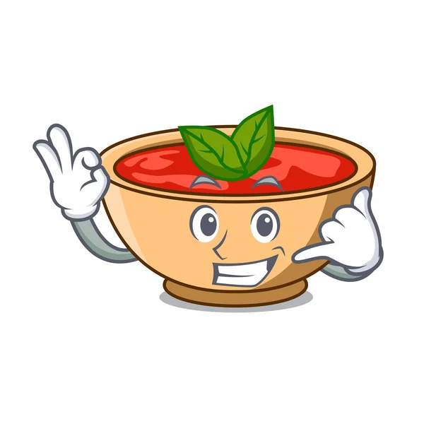 Panggil aku kartun sup tomat karakter - Stok Vektor