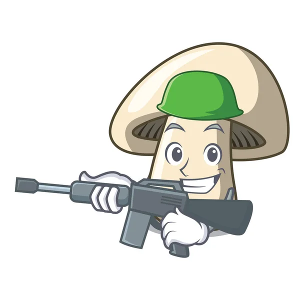 Armee Champignon Pilz Charakter Cartoon Vektor Illustration — Stockvektor
