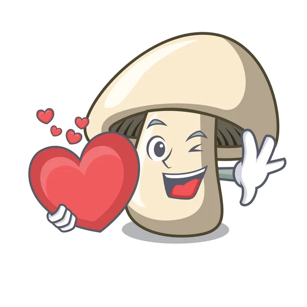 Kalp champignon mantar maskot karikatür ile — Stok Vektör