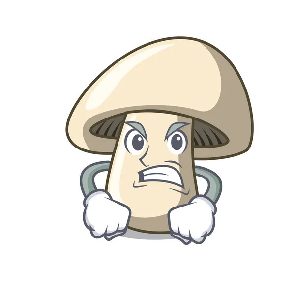 Raiva champignon cogumelo mascote desenhos animados — Vetor de Stock