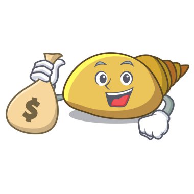 Para çantası yumuşakça kabuğu karakter karikatür vektör çizim ile