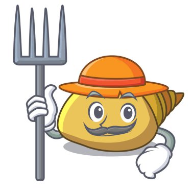 Çiftçi yumuşakça kabuğu karakter karikatür vektör çizim