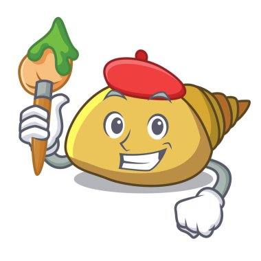 Sanatçı yumuşakça kabuğu karakter karikatür vektör çizim