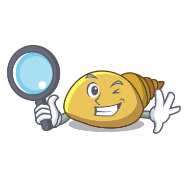 Dedektif yumuşakça kabuğu karakter karikatür vektör çizim