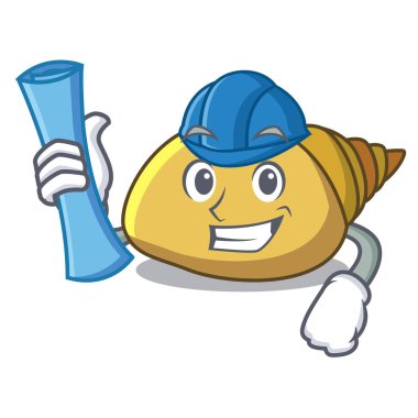 Mimar yumuşakça kabuğu karakter karikatür vektör çizim