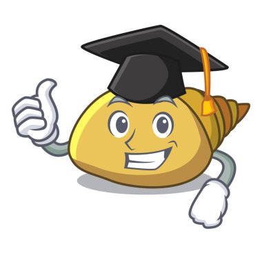 Mezuniyet yumuşakça kabuğu karakter karikatür vektör çizim