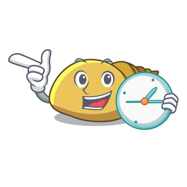 Saat yumuşakça kabuğu karakter karikatür vektör çizim ile