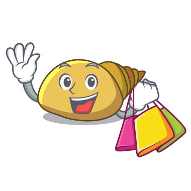 Alışveriş yumuşakça kabuğu karakter karikatür vektör çizim