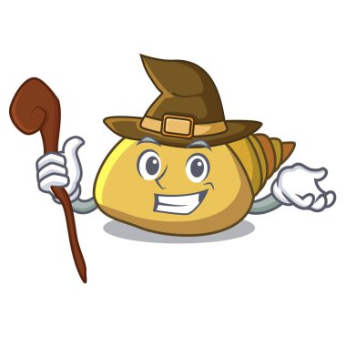 Cadı yumuşakça kabuğu maskot karikatür vektör çizim