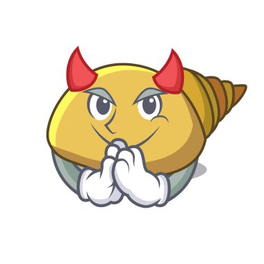 Şeytan yumuşakça kabuğu maskot karikatür vektör çizim