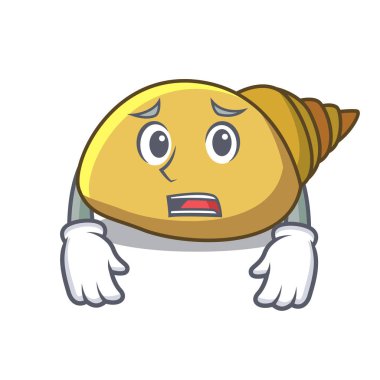 Korkarım yumuşakça kabuğu maskot karikatür vektör çizim