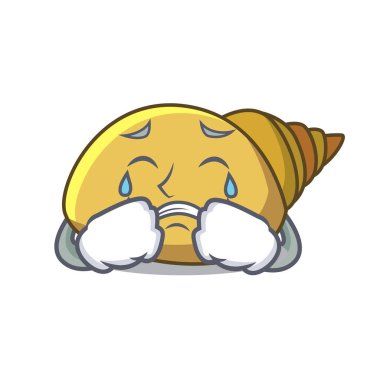 Yumuşakça kabuğu maskot karikatür vektör çizim ağlıyor