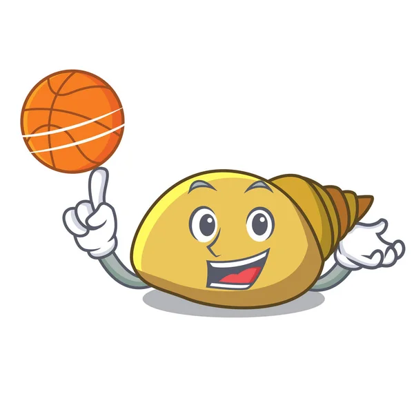 Avec Illustration Vectorielle Personnage Coquille Mollusque Basket Ball — Image vectorielle