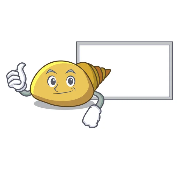 Thumbs Board Mollusk Shell Character Cartoon Vector Illustration - Stok Vektor