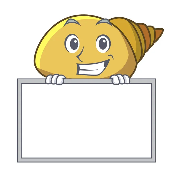 Grinsen Mit Board Mollusk Shell Charakter Cartoon Vektor Illustration — Stockvektor
