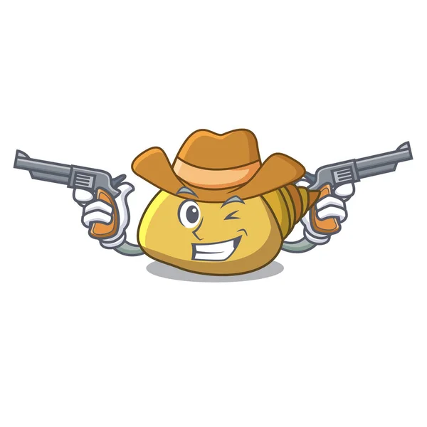 Cowboy Mollusk Shell Charakter Cartoon Vektor Illustration — Stockvektor