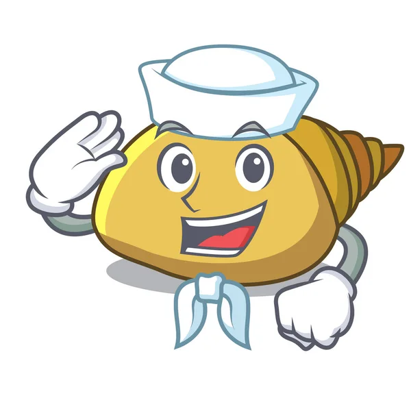 Sailor Mollusk Shell Character Cartoon Vector Illustration — Stock Vector