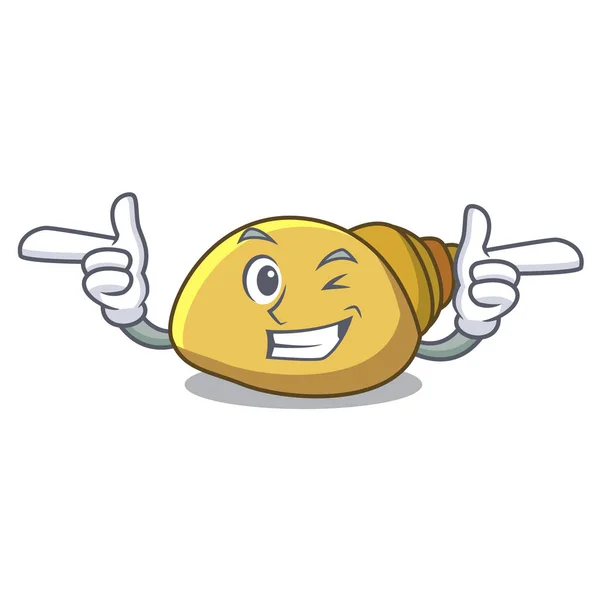 Wink Mollusk Shell Character Cartoon Vector Illustration — Stock Vector