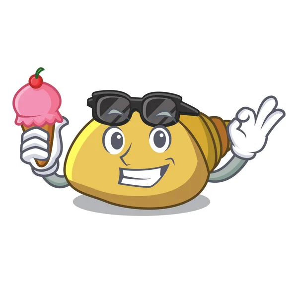 Ice Cream Mollusk Shell Character Cartoon Vector Illustration — Stock Vector