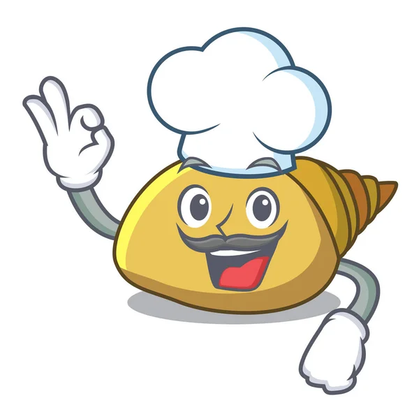 Chef Molusco Shell Personagem Cartoon Vetor Ilustração — Vetor de Stock
