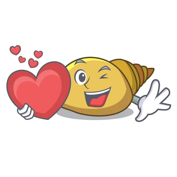 Com Coração Molusco Shell Mascote Cartoon Vetor Ilustração —  Vetores de Stock