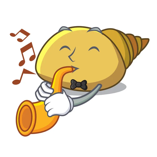 Trumpet Mollusk Shell Mascot Cartoon Vector Illustration — Stock Vector