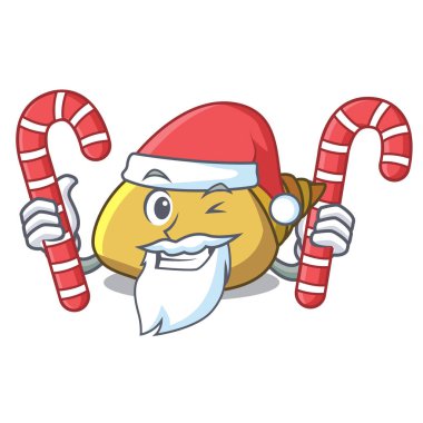 Santa şeker yumuşakça kabuğu maskot karikatür vektör çizim ile