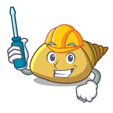 Otomotiv yumuşakça kabuğu maskot karikatür vektör çizim