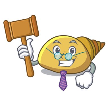 Yargıç yumuşakça kabuğu maskot karikatür vektör çizim