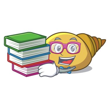 Öğrenci kitap yumuşakça kabuğu maskot karikatür vektör çizim ile