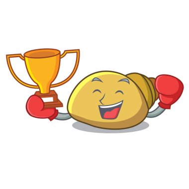 Boks şampiyonu yumuşakça kabuğu maskot karikatür vektör çizim