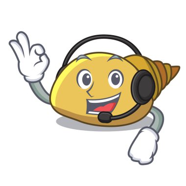 Kulaklık yumuşakça kabuğu maskot karikatür ile