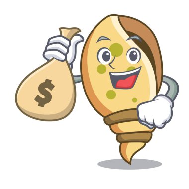Para çantası deniz kabuğu karakter karikatür vektör çizim ile