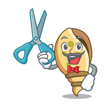 Deniz kabuğu karakter karikatür vektör çizim berber